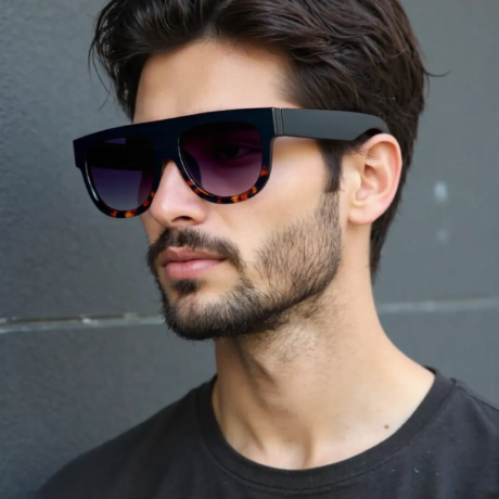 Brown Rectangle Trendy Sunglasses for Men